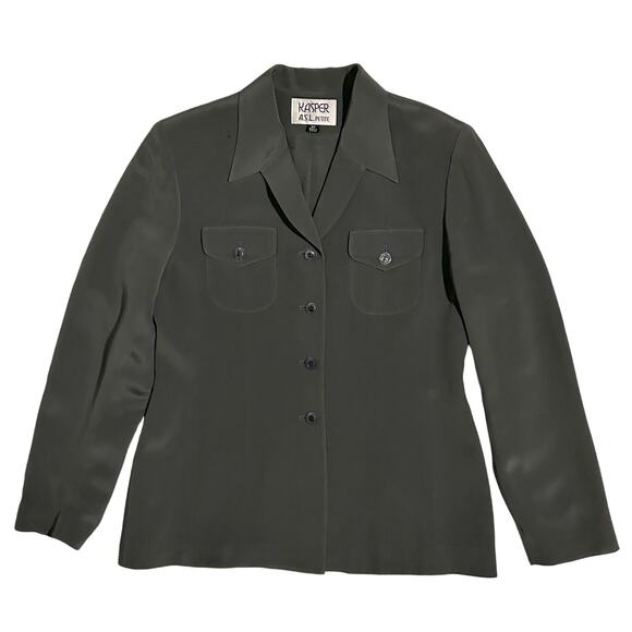 Kasper A.S.L. Silk Gray Blazer 8 Petite - Picture 1 of 7